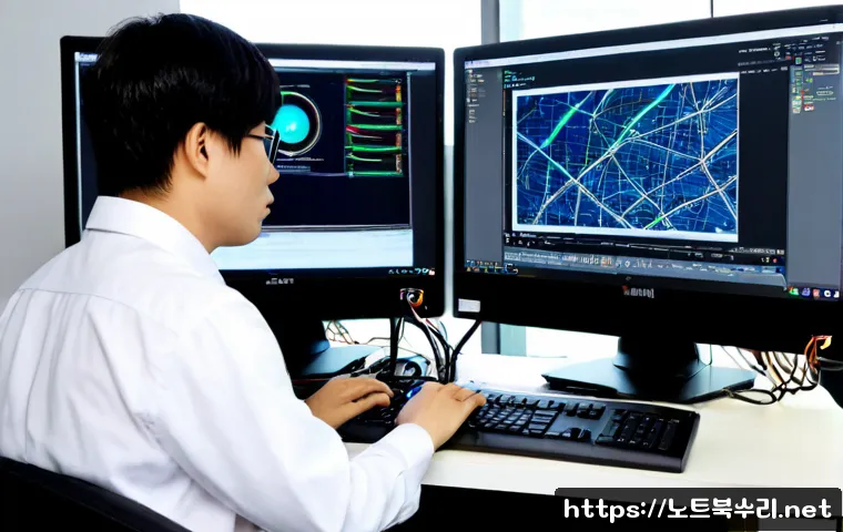 오전동 SESSION_HAS_NO_PAGEFILE - Photorealistic IT support workstation in a compact modern office near a quiet Korean residential dis...