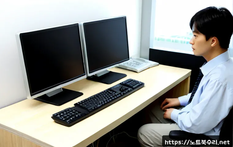 봉남동 STATUS_INVALID_DISPOSITION - Photorealistic remote-support workstation in a quiet Bongnam-dong apartment office, dual monitors sh...