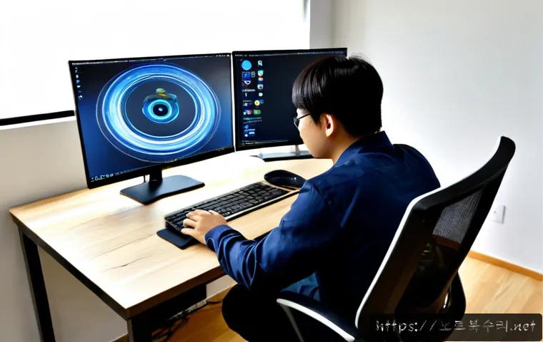 마두동 조립컴퓨터 pc 출장판매설치 - Photorealistic home office installation in a modern apartment near a quiet Korean residential distri...