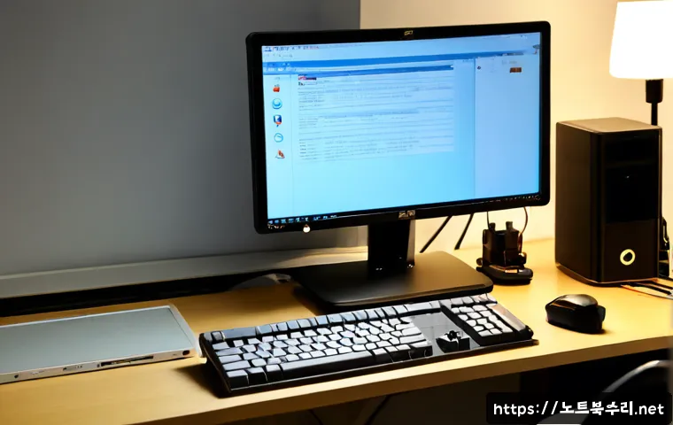 비산동 STATUS_KERNEL_UNSUPPORTED_DEVICE - Photorealistic IT support workstation in a compact Bisan-dong apartment office, desktop monitor show...