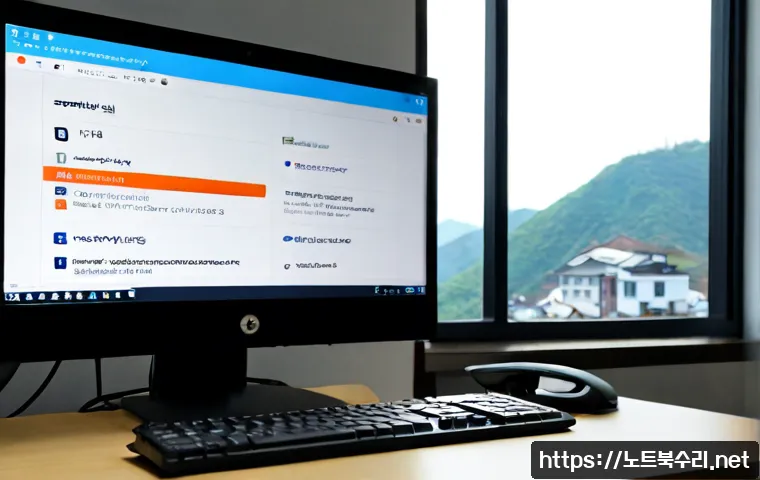 남양주 SESSION5_INITIALIZATION_FAILED - Photorealistic IT support workstation in Namyangju, dual monitors showing a blank application startu...