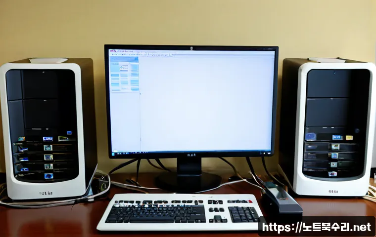 일신동 STATUS_STACK_UNDERFLOW - Photorealistic IT support workstation in a quiet Incheon residential district office, dual monitors ...