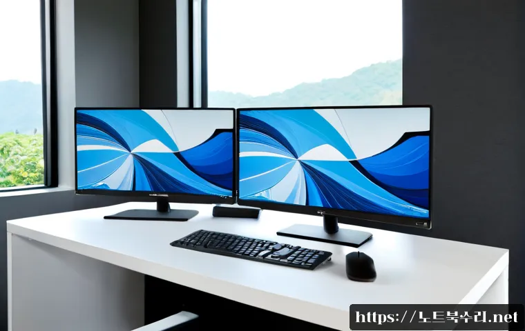오포읍 STATUS_ILLEGAL_INSTRUCTION - Photorealistic product design workstation in a quiet suburban office near wooded hills, dual monitor...