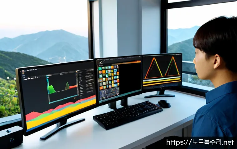 금광동 STATUS_FLOAT_UNDERFLOW - Photorealistic remote-support workstation in a compact Korean apartment office, dual monitors showin...
