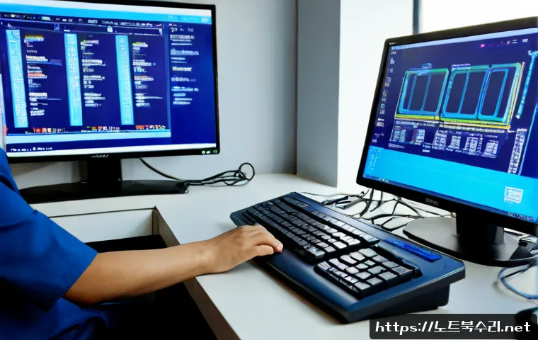 역곡3동 STATUS_KERNEL_DATA_CORRUPTION - Photorealistic IT support workstation in a compact apartment near a Korean commuter rail neighborhoo...