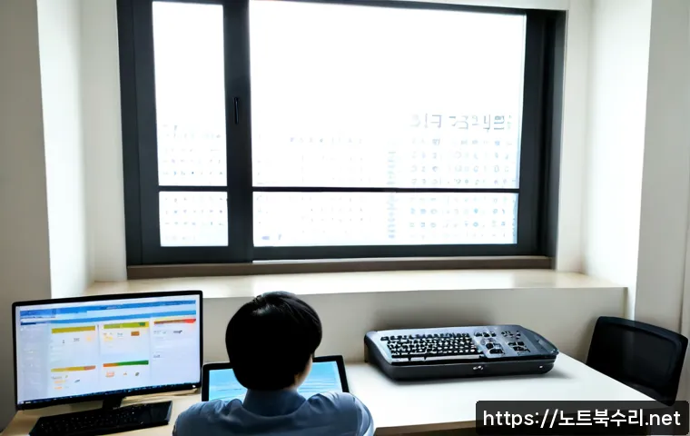 용종동 STATUS_FLOAT_UNDERFLOW - Photorealistic remote-support workstation in a quiet Yongjong-dong apartment office, dual monitors s...