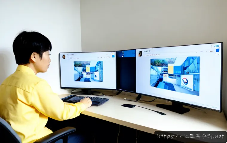 천왕동 STATUS_KERNEL_ACCESS_DENIED - Photorealistic remote-support workstation in a compact Cheonwang-dong apartment office, dual monitor...