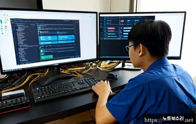 상산곡동 윈도우10 windows10 재설치 포맷 초기화 - Photorealistic remote IT support scene in a compact Sangsan-gokdong apartment workspace, technician ...