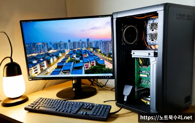 은행동 STATUS_KERNEL_POWER_FAILURE - Photorealistic compact PC repair workstation in Bank-dong, Daejeon, dual monitors suddenly black aft...
