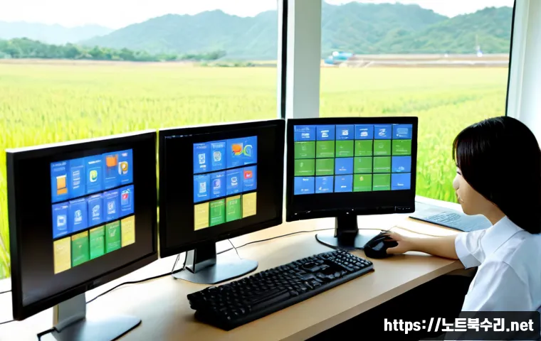 하성면 악성코드 바이러스 - Photorealistic cybersecurity technician at a clean workstation in a quiet rural Korean office, inspe...