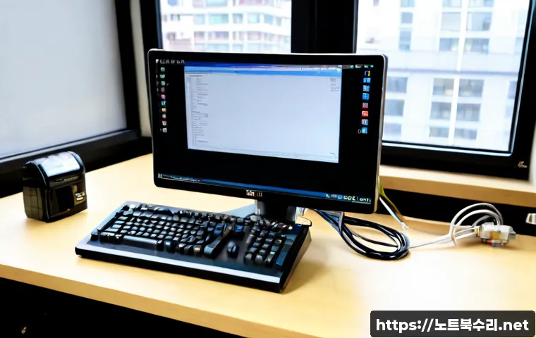 용강동 THREAD_TERMINATION_PORT - Photorealistic electronics engineering workstation, compact industrial device with a precision threa...