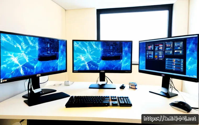 동춘동 VIDEO_TDR_FAILURE - Photorealistic computer repair workstation in a modern Dongchun-dong apartment office, dual monitors...