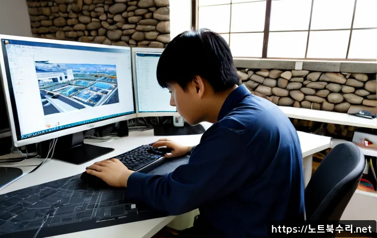 정동 컴퓨터 desktop 출장방문수리점 - Photorealistic desktop computer repair technician servicing an open tower PC at a tidy office workst...