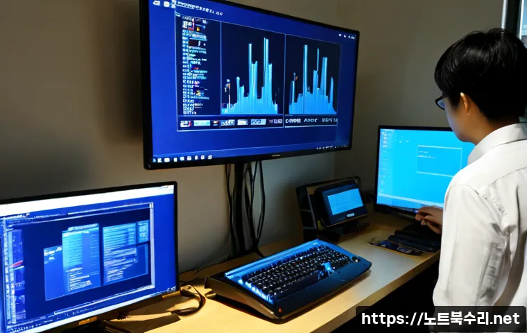 동자동 HAL_INITIALIZATION_FAILED - Photorealistic IT support workstation in a compact Dongja-dong office, dual monitors showing a gener...