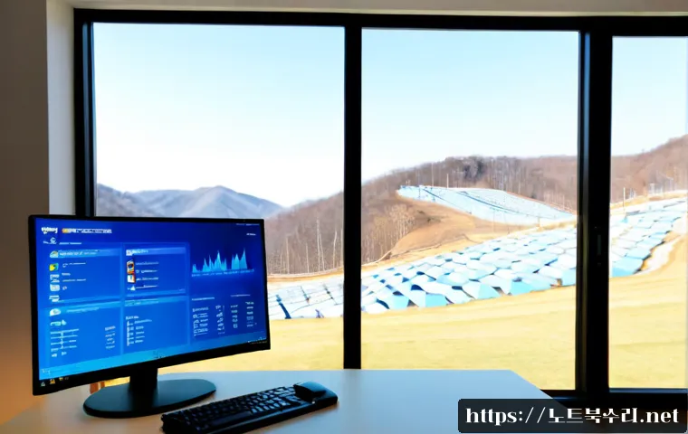 현석동 CLOCK_WATCHDOG_TIMEOUT - Photorealistic remote IT support workstation in a compact Hyeonseok-dong apartment office, dual moni...