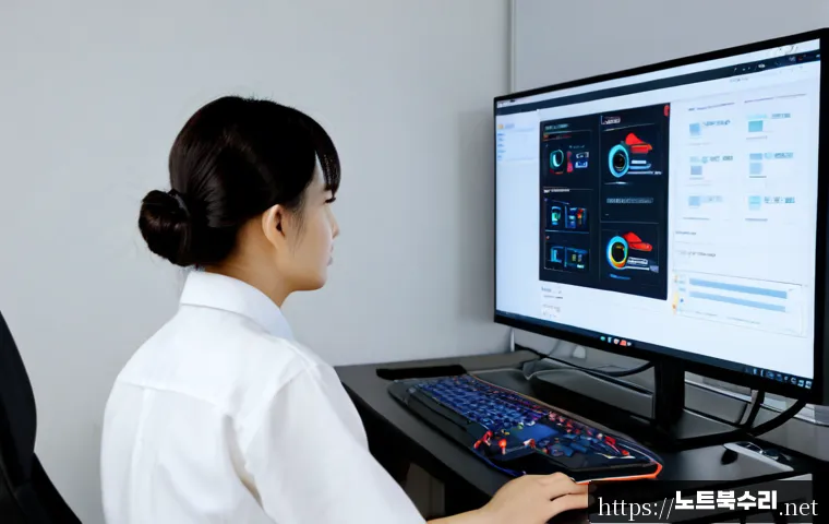 가운동 STATUS_SYSTEM_FILE_MISSING - Photorealistic remote IT support workstation in a modern Goun-dong apartment office, dual monitors s...