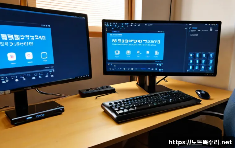 망원동 STATUS_KERNEL_POWER_FAILURE - Photorealistic remote-support workstation in a compact Mangwon-dong apartment studio, dual monitors ...
