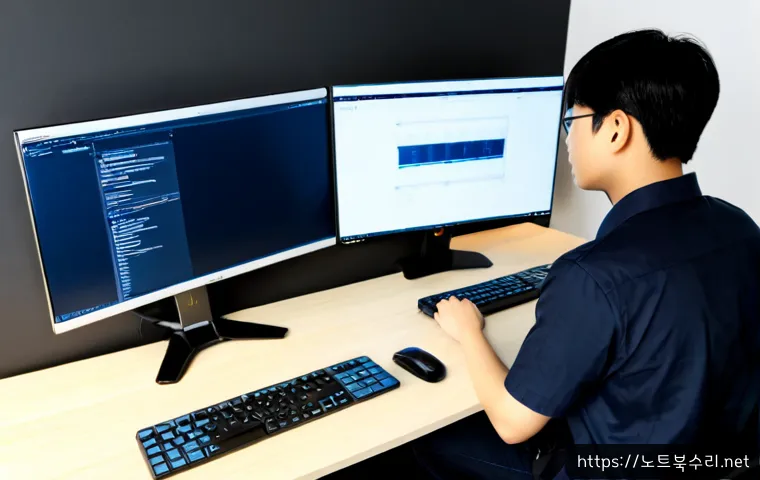 대현동 모니터화면 안나옴 - Photorealistic remote-support workstation in Daehyeon-dong, a dual-monitor product design desk with ...