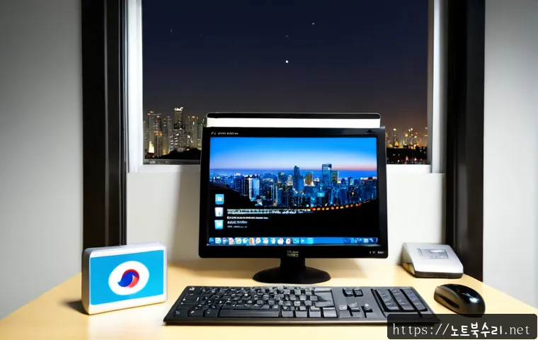 현수동 STATUS_DISK_NOT_INITIALIZED - Photorealistic remote-support workstation, desktop computer displaying a clean unlabeled disk manage...