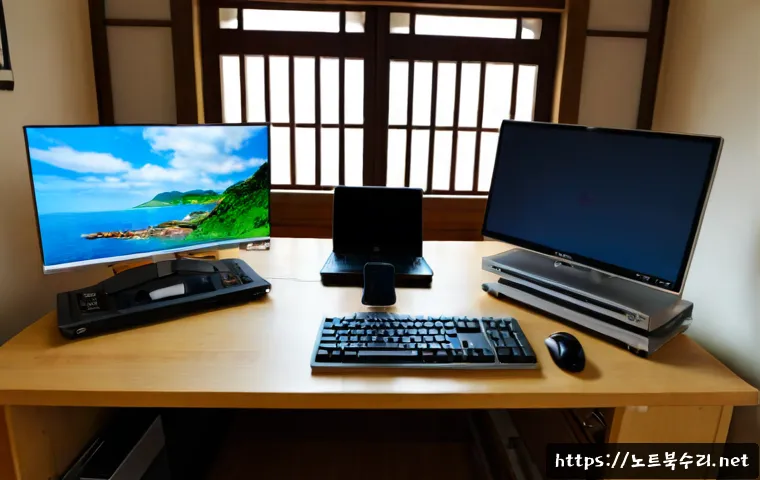 통인동 STATUS_KERNEL_FILE_SYSTEM_ERROR - Photorealistic remote IT support workstation in a quiet Tongin-dong style home office, ultrawide mon...