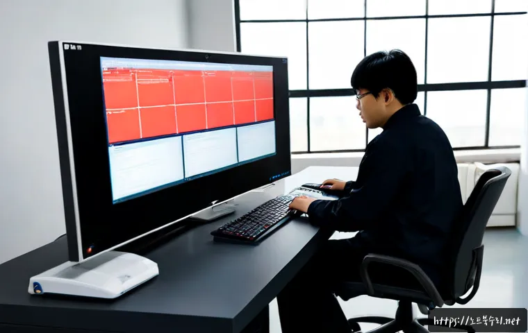 사음동 STATUS_PAGE_FAULT - Photorealistic industrial design workstation in a quiet Korean manufacturing district, engineer view...