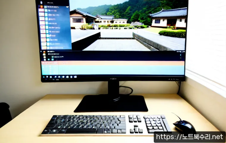 입북동 STATUS_MODULE_NOT_FOUND - Photorealistic remote-support workstation in a quiet suburban Korean home office, ultrawide monitor ...