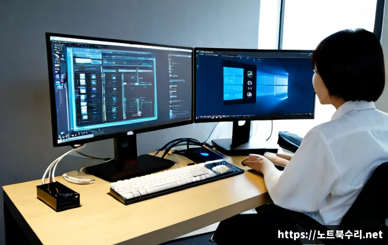 미사동 STATUS_KERNEL_POWER_FAILURE - Photorealistic IT support workstation in a modern apartment office near a quiet riverside district, ...