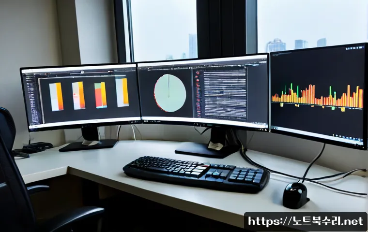 가좌동 ATTEMPTED_EXECUTE_OF_NOEXECUTE_MEMORY - Photorealistic remote IT support workstation in a compact Gajwa-dong apartment office, dual monitors...