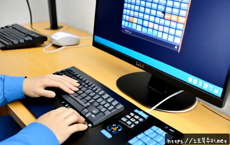 율현동 윈도우8 windows8 재설치 포맷 초기화 - Photorealistic remote-support workstation in a modern Yulhyeon-dong apartment, desktop monitor showi...