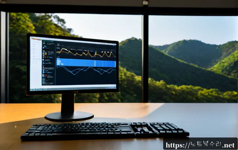 고산동 STATUS_KERNEL_BOOT_FAILURE - Photorealistic IT support workstation in a modern office near a low wooded ridge, ultrawide monitor ...