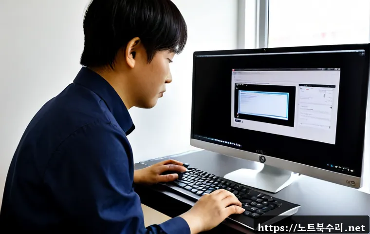 마장동 ubuntu재설치 포맷 초기화 - Photorealistic IT technician reinstalling Ubuntu on a sleek workstation in a compact Majang-dong off...