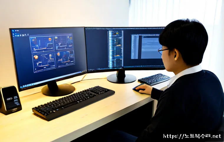 유방동 STATUS_KERNEL_NETWORK_ERROR - Photorealistic IT support workstation in a quiet apartment office in Yubang-dong, Yongin, dual monit...