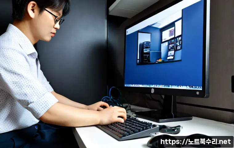 고암동 HDD조립 및 교체수리 - Photorealistic computer repair workstation in a compact Goyam-dong apartment office, technician care...