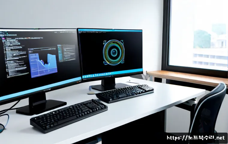장곡동 SESSION3_INITIALIZATION_FAILED - Photorealistic IT support workstation in a quiet modern office near a low-rise Korean residential di...