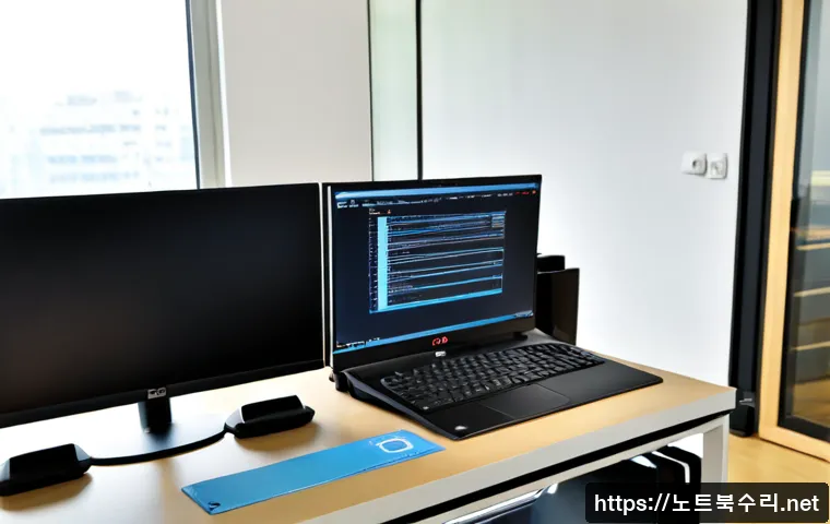 신계동 STATUS_FILE_NOT_FOUND - Photorealistic remote-support workstation in a compact Sin-gye-dong apartment office, dual monitors ...