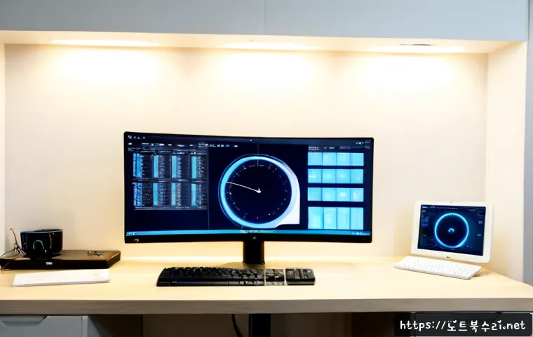 압구정동 STATUS_KERNEL_REGISTRY_ERROR - Photorealistic premium workstation in an Apgujeong-inspired minimalist apartment office, ultrawide m...
