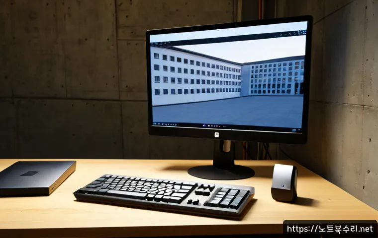 한남동 STATUS_DISK_WRITE_FAILURE - Photorealistic premium design workstation in a Hannam-dong loft office, architect using a large moni...