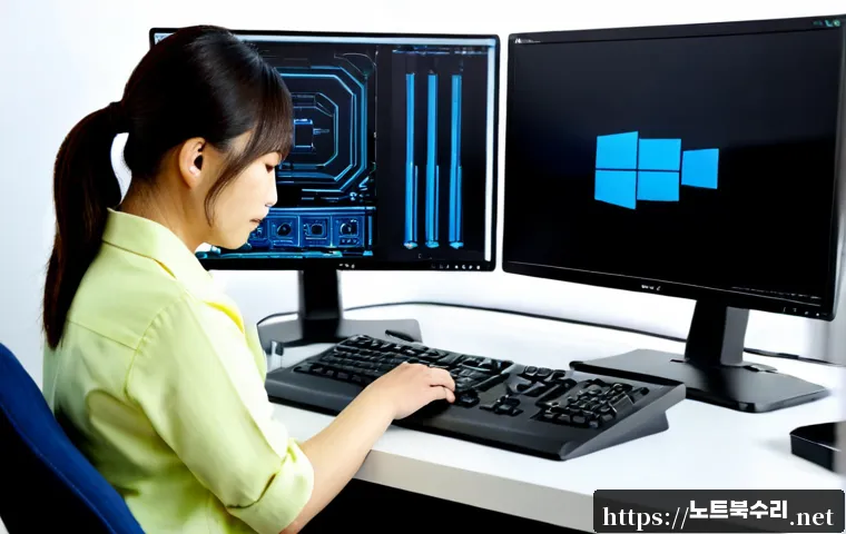 포승읍 부팅안됨 - Photorealistic industrial design workstation in Poseung-eup, a powered-off desktop tower being inspe...