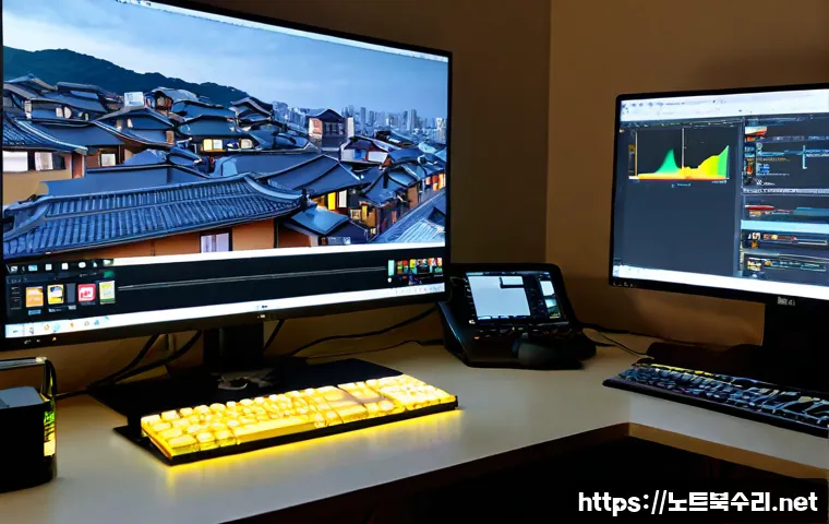 송림동 STATUS_INVALID_PARAMETER - Photorealistic remote-support workstation in a compact urban apartment, dual monitors showing a gene...