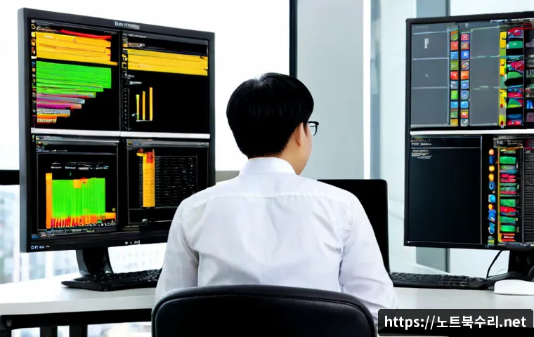광명시 STATUS_IO_ERROR - Photorealistic IT support workstation in a modern Gwangmyeong office, engineer studying a desktop st...