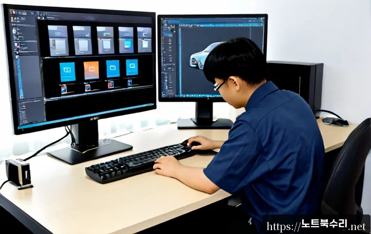 북가좌동 STATUS_DEVICE_NOT_READY - Photorealistic remote-support workstation in a compact Bukgajwa-dong apartment office, frustrated te...