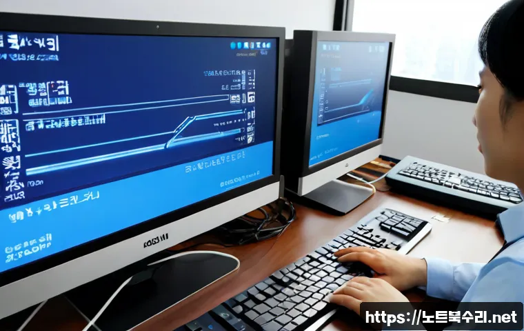 동구동 CLOCK_WATCHDOG_TIMEOUT - Photorealistic remote-support workstation in a compact Dong-gu apartment office, dual monitors showi...