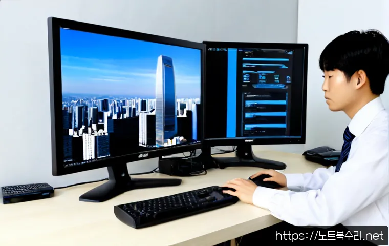 고덕동 INTERNAL_POWER_ERROR - Photorealistic remote IT support workstation in a modern Godeok-dong apartment office, desktop monit...