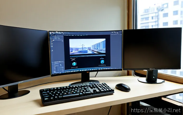 역곡동 STATUS_SESSION_TIMEOUT - Photorealistic remote-support workstation in a compact Yeokgok-dong apartment office, dual monitors ...