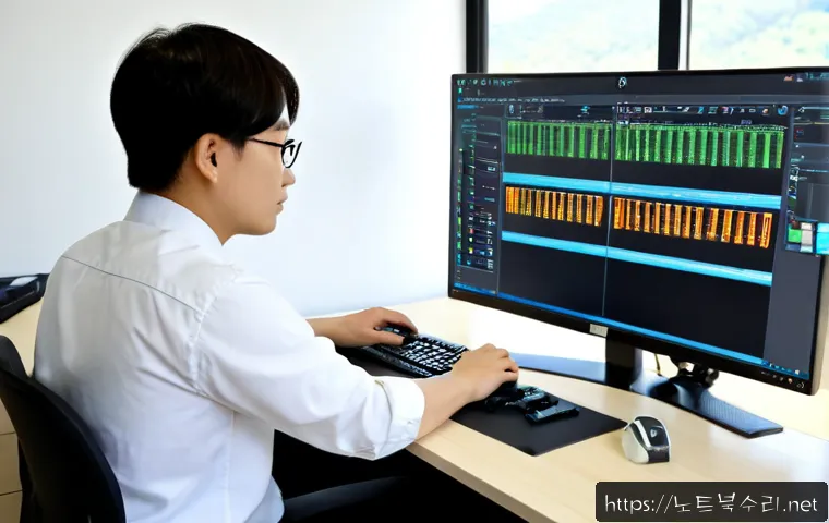 호평동 부트캠프설치 - Photorealistic IT technician configuring a sleek desktop workstation in a bright Korean training cen...