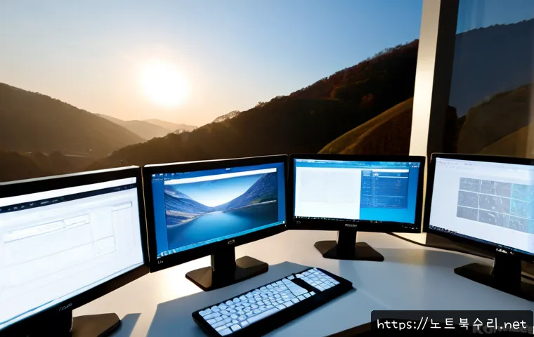 동두천 STATUS_FLOAT_UNDERFLOW - Photorealistic software engineer workstation in Dongducheon, dual monitors displaying a clean abstra...