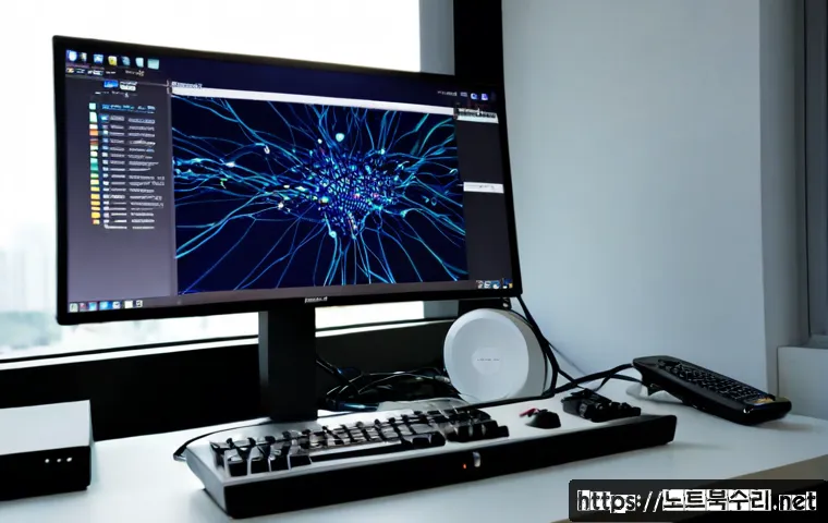 합정동 NDIS_INTERNAL_ERROR - Photorealistic IT support workstation in a modern Hapjeong neighborhood studio, desktop monitor show...