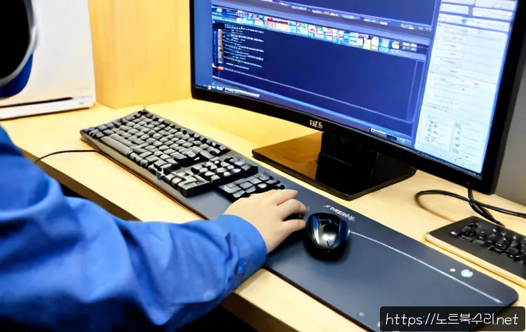 지행동 UNMOUNTABLE_BOOT_VOLUME - Photorealistic remote-support workstation in a compact Korean apartment office, desktop monitor show...