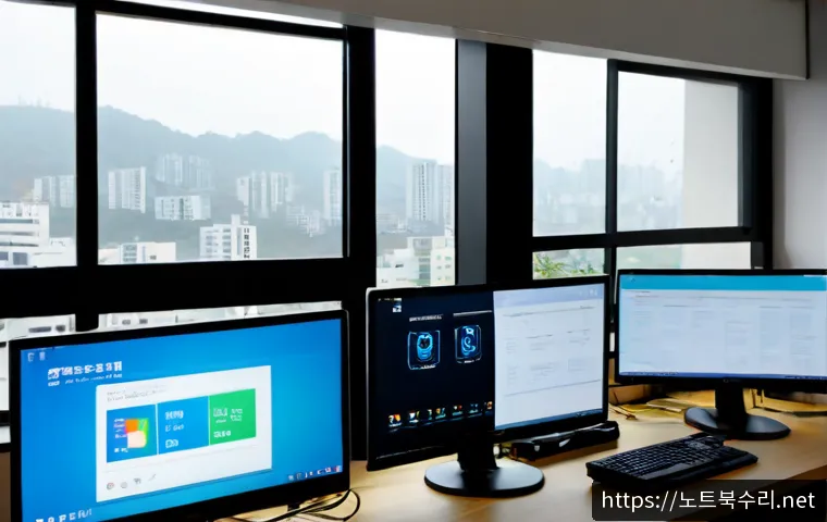 철산동 STATUS_INVALID_LOCK_SEQUENCE - Photorealistic IT support workstation in a modern Cheolsan-dong apartment office, dual monitors disp...