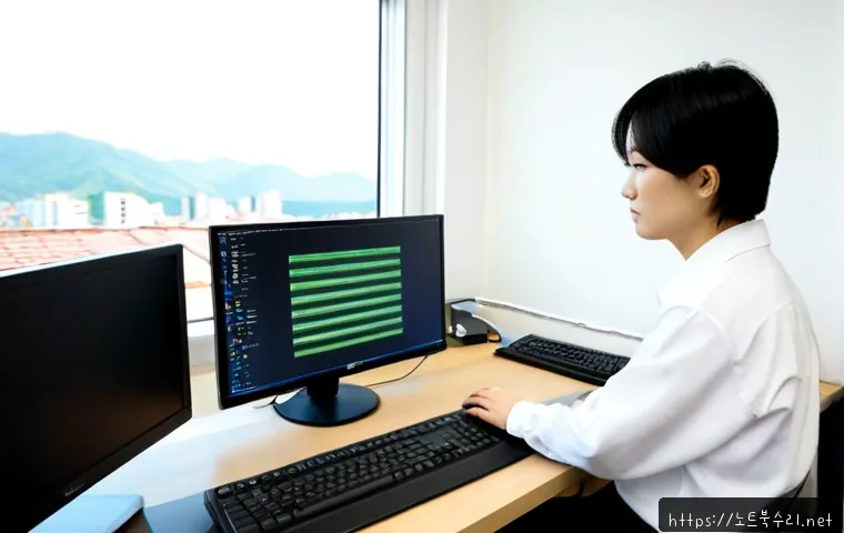 견지동 윈도우10 windows10 재설치 포맷 초기화 - Photorealistic IT technician reinstalling a desktop operating system on a modern office PC, clean wo...